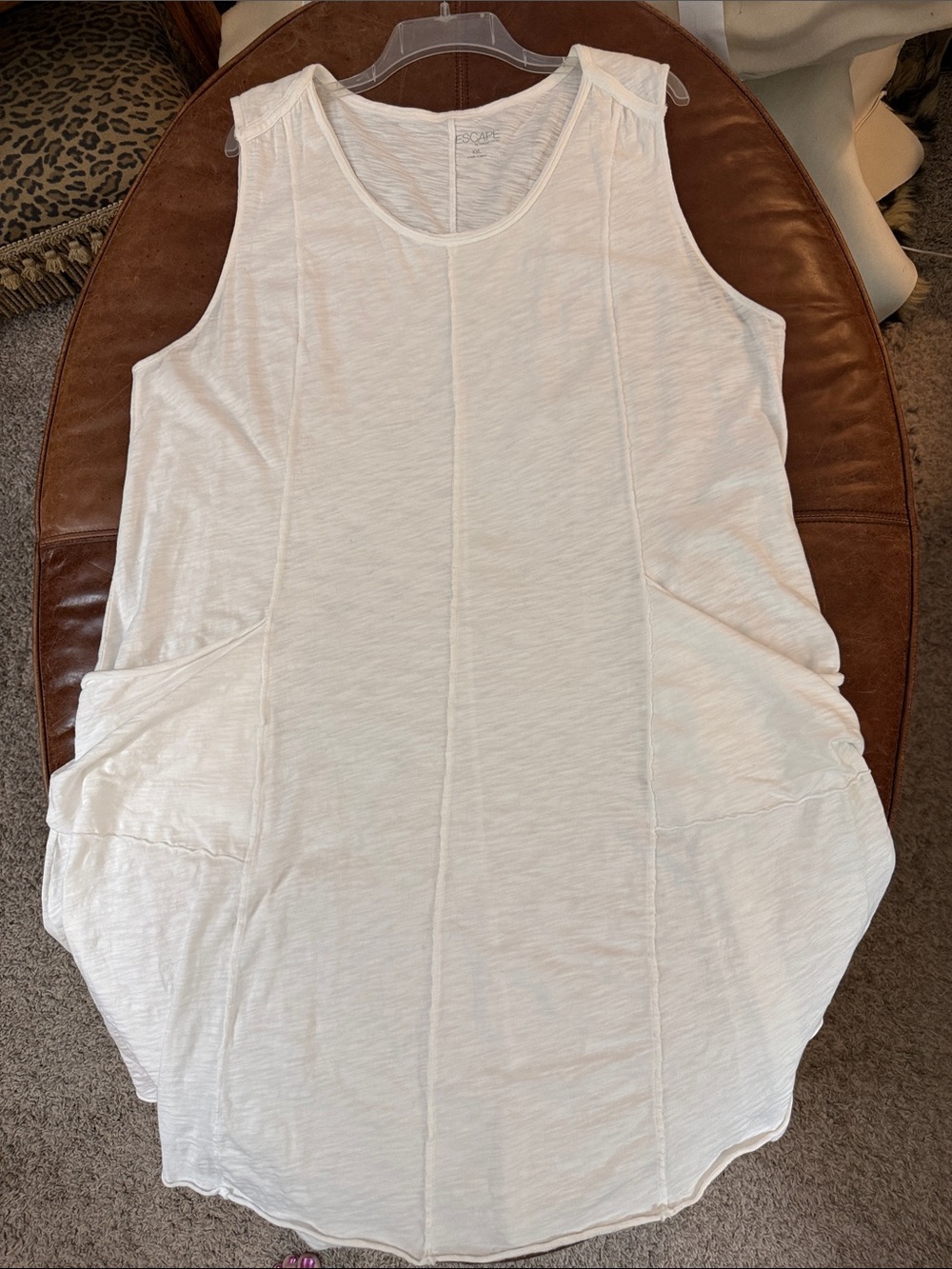 Summer Dress☀️🌴😎 Lightweight 100% Cotton White Sleeveless Pocket Dress XXL - Picture 5 of 13